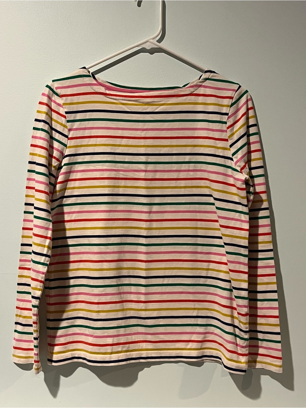 Boden Kids Girls Rainbow Stripe Long Sleeve Crew Neck T Shirt Top, Size 15-16Y